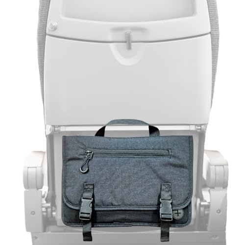 GoCJ Upgraded Portable Airplane Seat Back Pocket Organizer and Storage | Shoulder Strap and Buckle Closure | Avoid Unsanitary Public Pockets | Fits Roller Bag Handle, Tablets, Headphones, Etc