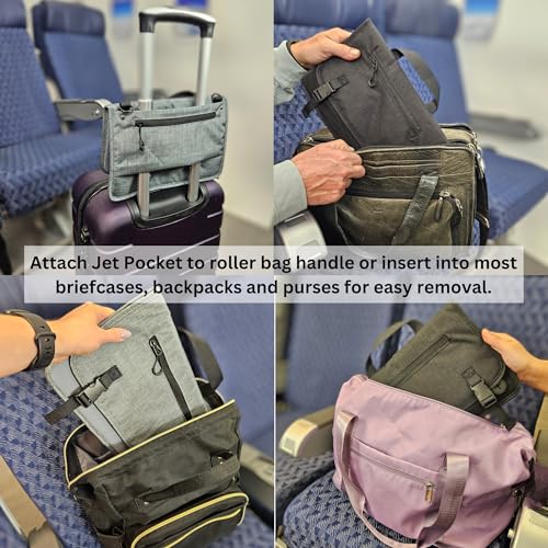 GoCJ Upgraded Portable Airplane Seat Back Pocket Organizer and Storage | Shoulder Strap and Buckle Closure | Avoid Unsanitary Public Pockets | Fits Roller Bag Handle, Tablets, Headphones, Etc