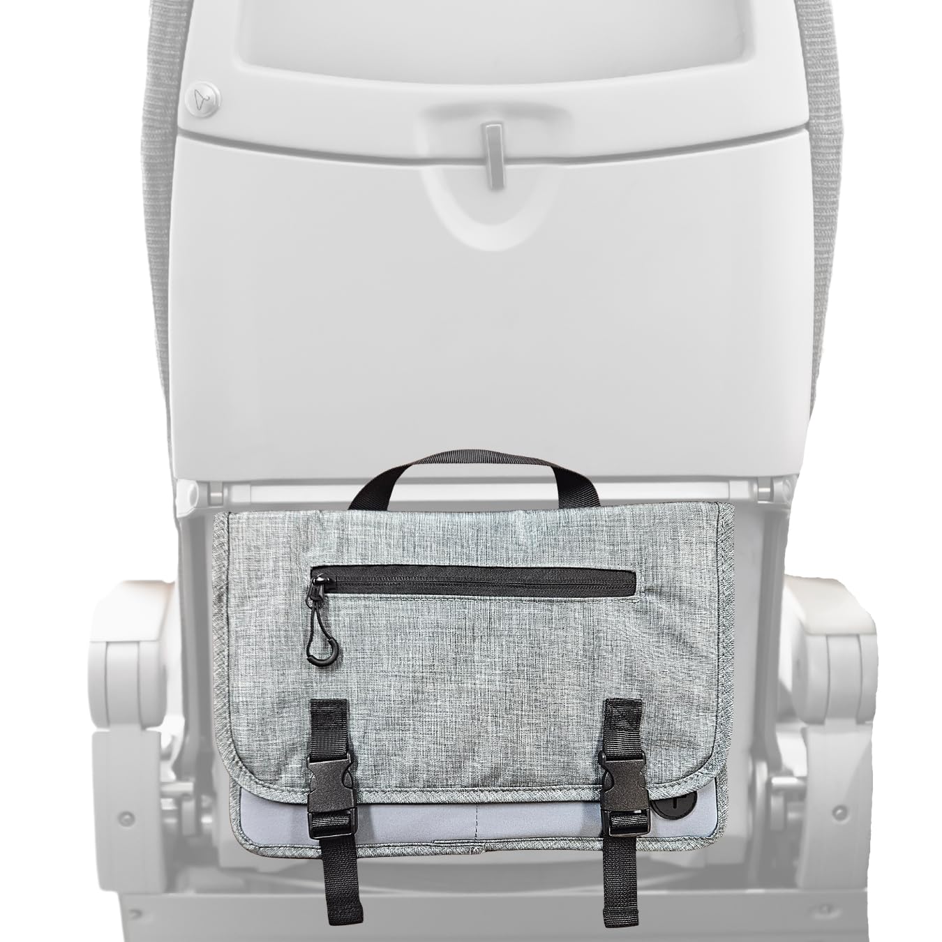 GoCJ Upgraded Portable Airplane Seat Back Pocket Organizer and Storage | Shoulder Strap and Buckle Closure | Avoid Unsanitary Public Pockets | Fits Roller Bag Handle, Tablets, Headphones, Etc