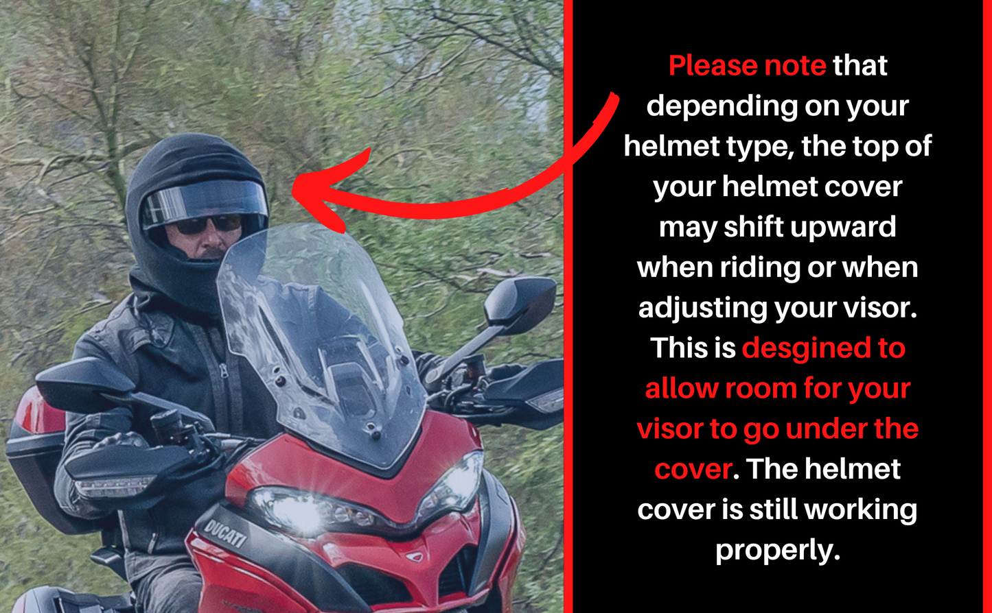 Note that helmet cover may shift upward when adjusting visor, it is still working properly and is designed this way on purpose