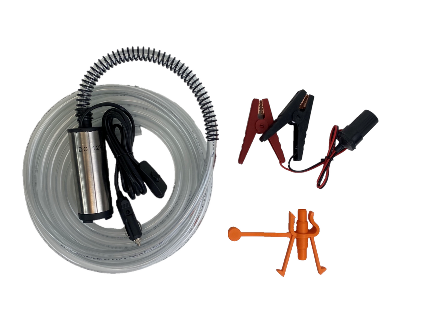 FlowJoe sinker submersible fuel transfer unit parts including hoseman and pump with alligator clip