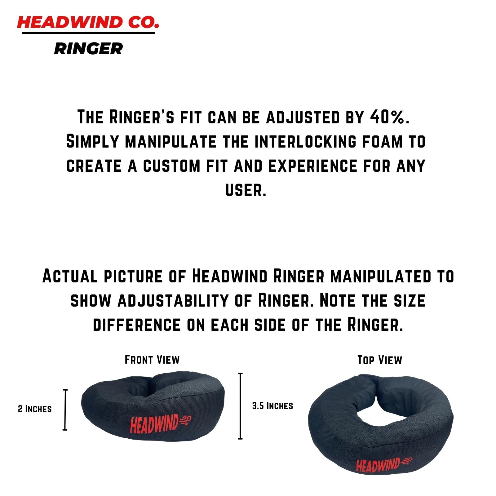 Headwind Ringer can be adjusted by up to 40% by moving interlocking foam pieces for your ideal experience