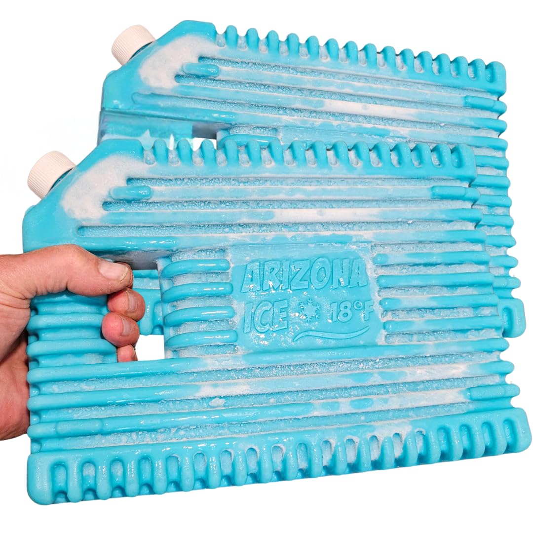 Arizona Ice Industrial Ice Packs | Replaces 10lbs of Ice |18°F (-8°C) | Deepest Grooves | May Freeze Drinks | USA Company | 12" x 8.5" | Two Pack