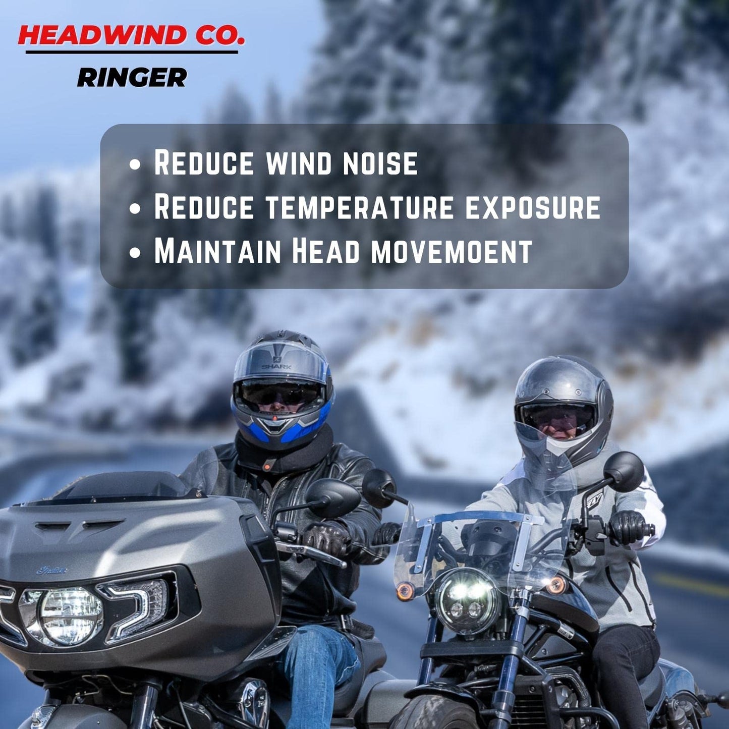 Headwind Cooling or Warming Motorcycle Bicycle or Powersports Neck Ring - Wet for Summer Cooling or Dry for Winter Warmth, Reduce Noise and Dust in a Helmet, Adjustable Shape and Size