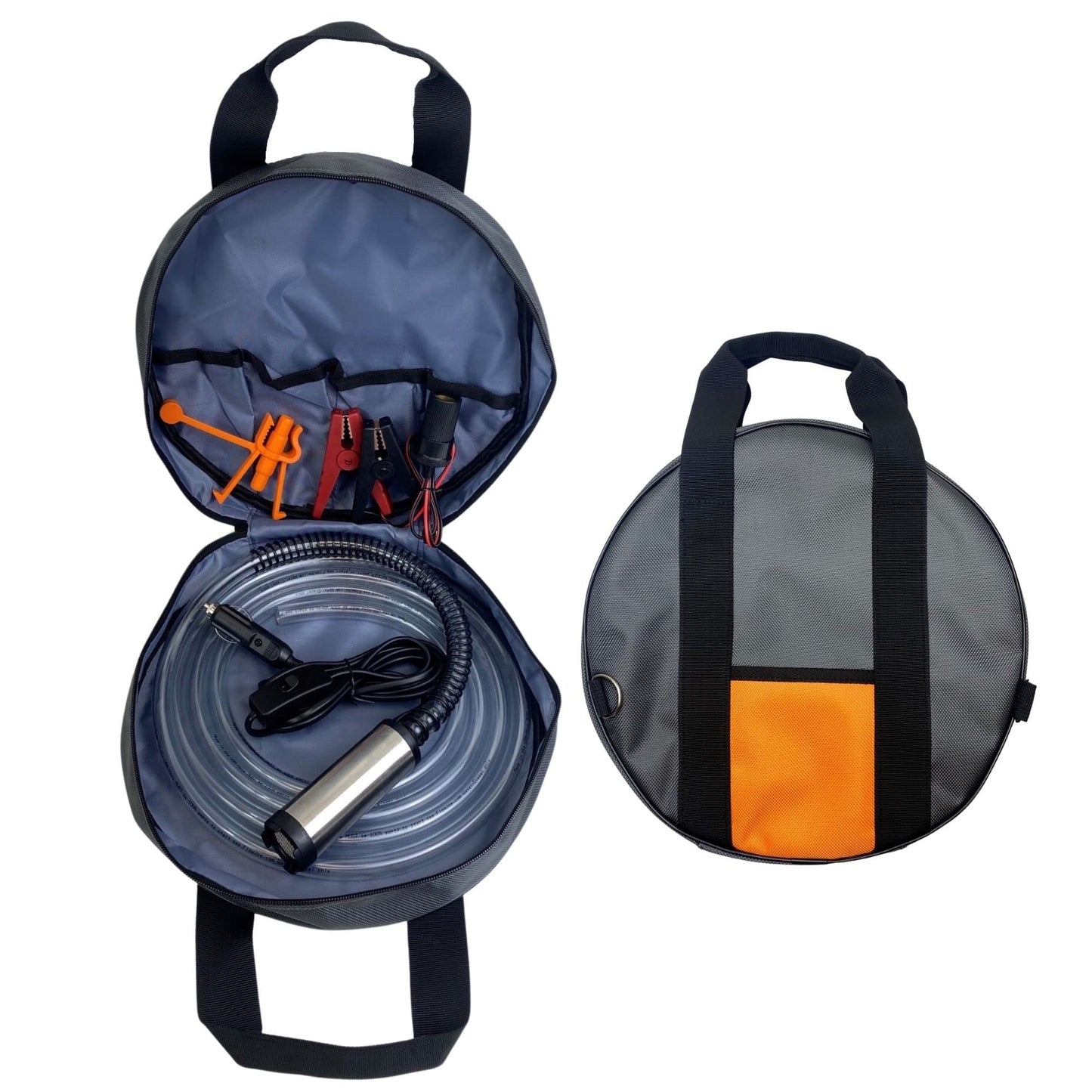 FlowJoe Sinker (Regular) 12V Powered Diesel or Water Submersible Pump Kit - Includes 10' USA Made Tubing + Tool Case - Up to 3 gal/min Transfer Rate